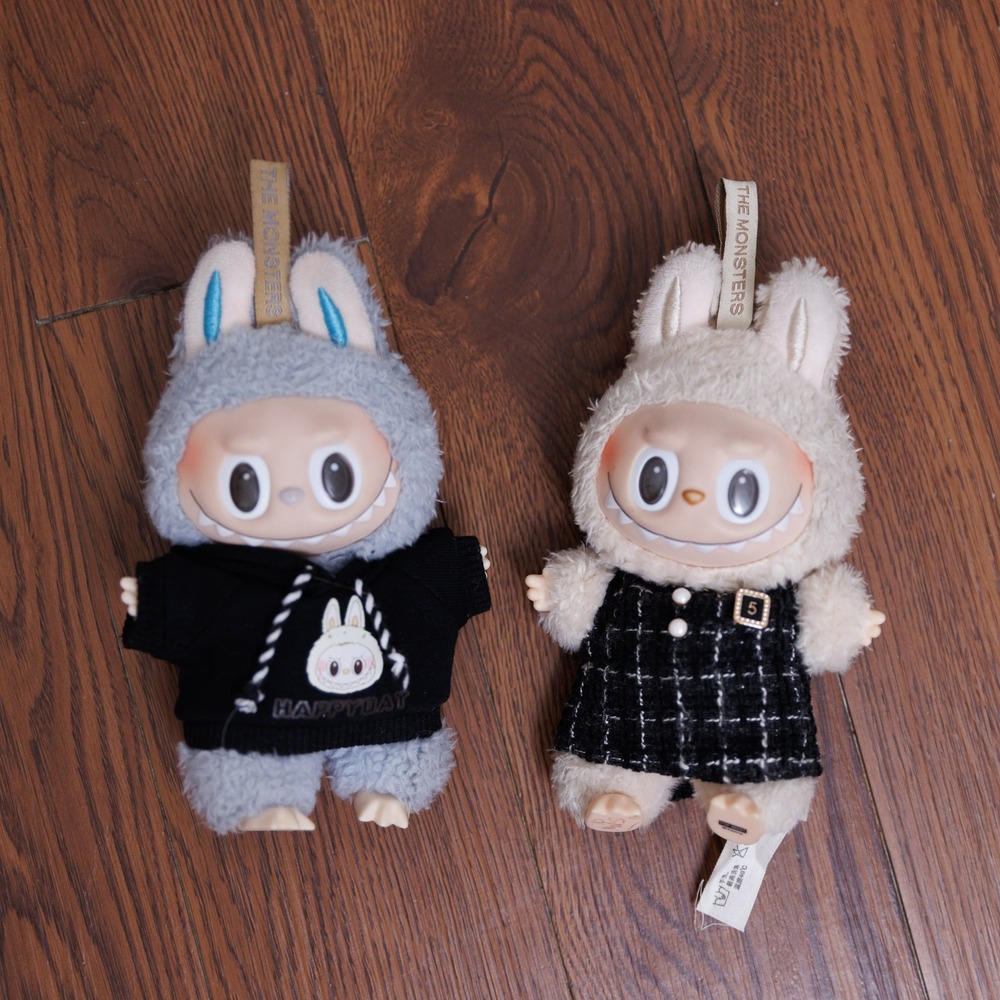 Pop Mart The Monsters Labubu Plush Doll Set Hoodie and Tweed Dress Outfits